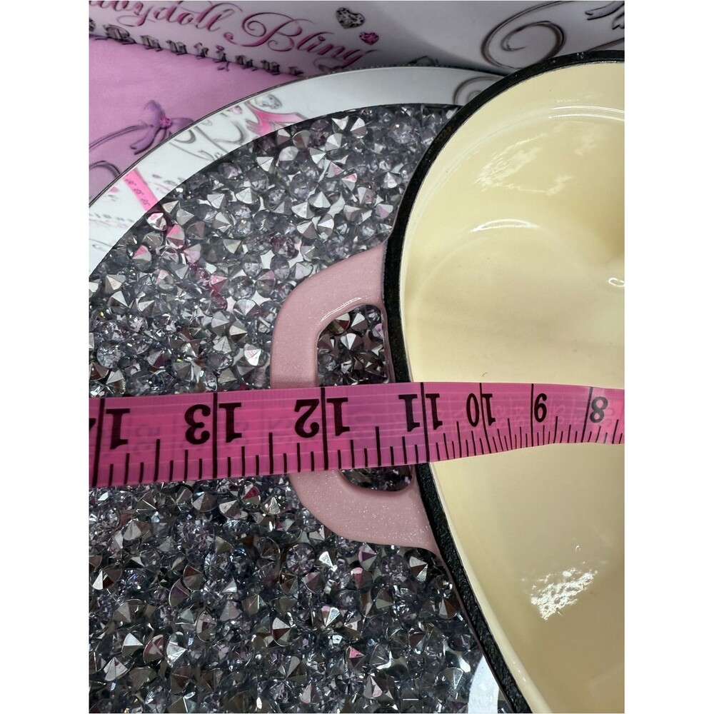3 pots pans heart shape cast iron Pink Heart-Shaped Cookware Set lids gold knob - Picture 9 of 12